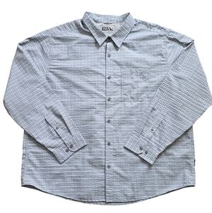 Eddie Bauer 3XL Gray Plaid Textured Long Sleeve Button Down Shirt XXXL
